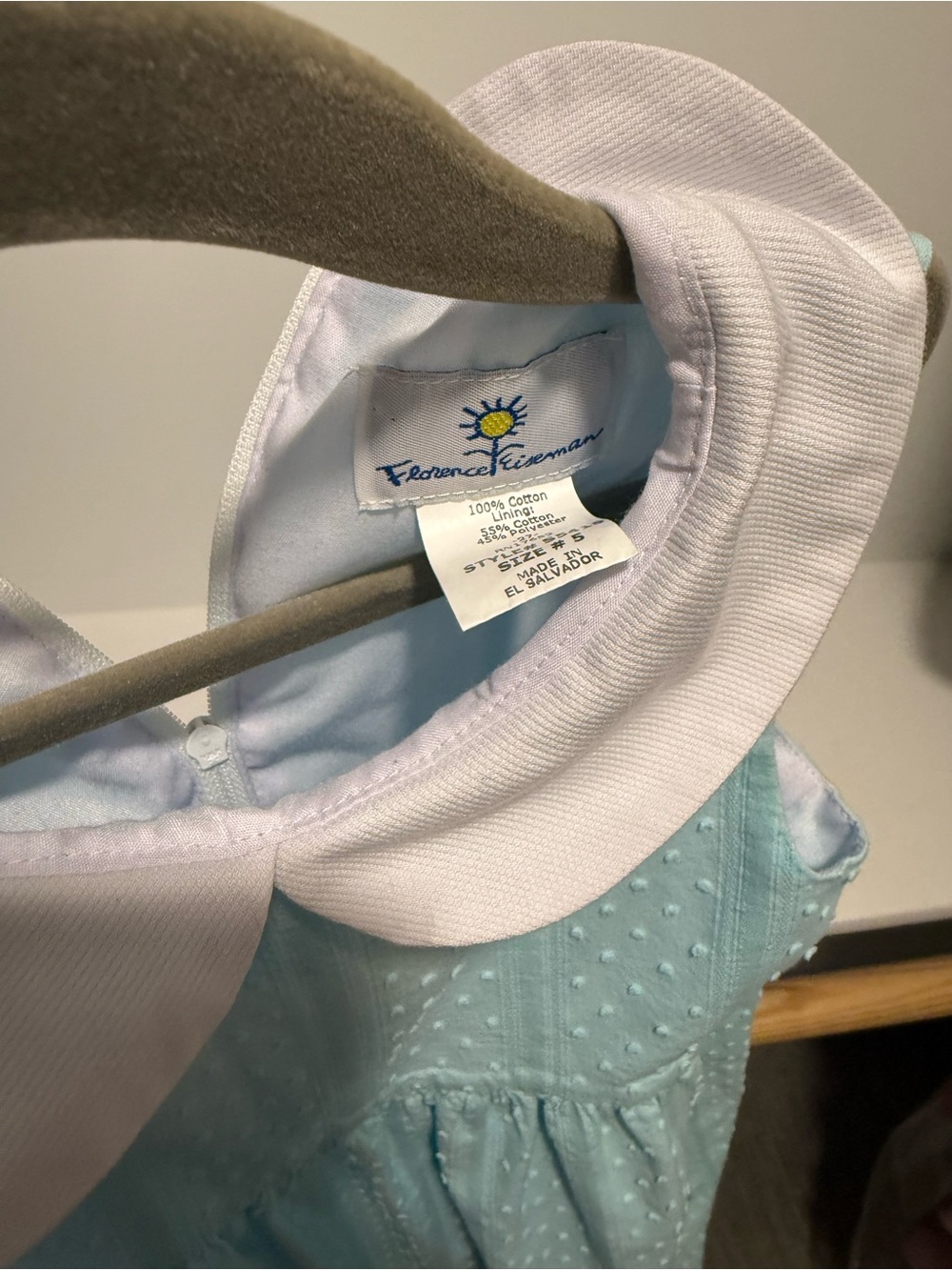 Florence Eiseman Light Blue Dress with White Peter Pan Collar - Picture 5 of 7